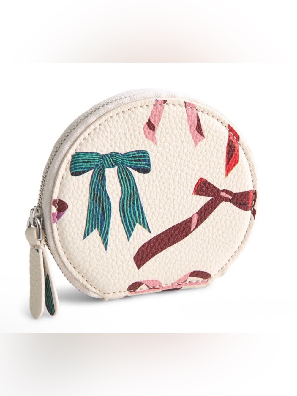 Vera Bradley Outlet Essential Round Zip Pouch in Vegan Leather Rows of Bows